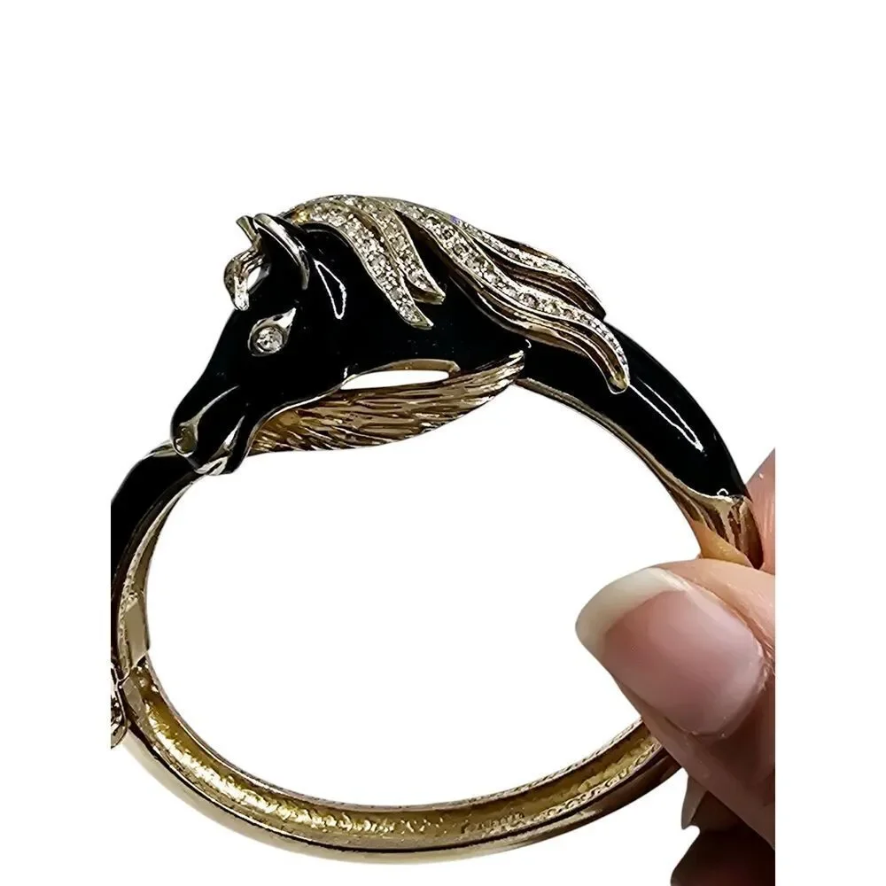 Panetta Rare Swarovski Rhinestone Horse head and Enamel Vintage Costume Bracelet - Picture 12 of 16